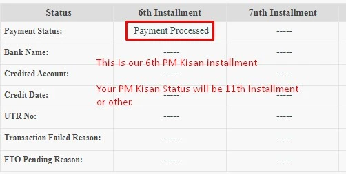 Kaise Pm Kisan 11th installment Payment Processed status